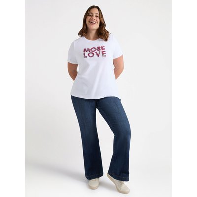 T-shirt avec inscription brodée en paillettes fuchsia FIORELLA RUBINO