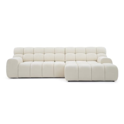 Canapé d'angle convertible 3 places en tissu texturé, ANDRE BOBOCHIC