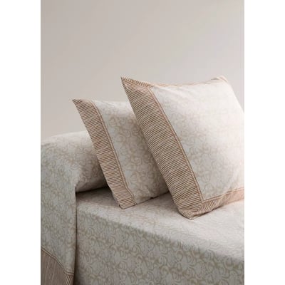 Taies d’oreiller percale de coton motif fleuri frise 60x60 cm MANGO HOME