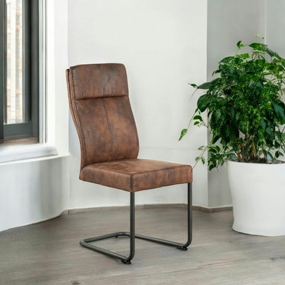 Chaise rembourrée havane en microfibre PIER IMPORT