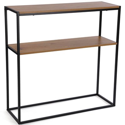 Console d'entrée effet bois et métal noir 90x30x90cm WADIGA