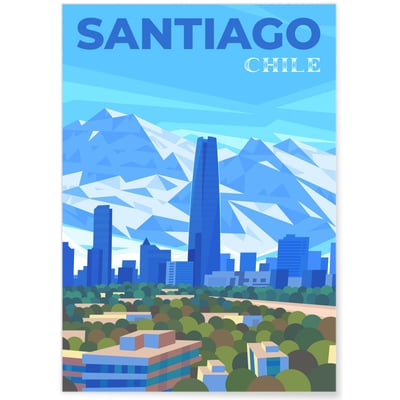 Affiche ville Santiago L'AFFICHERIE