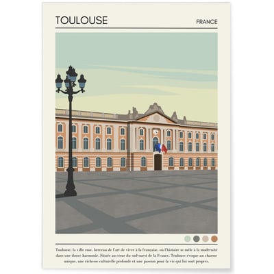 Affiche ville Toulouse Vintage L'AFFICHERIE