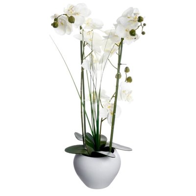 Orchidée artificielle avec vase en céramique blanc ATMOSPHERA