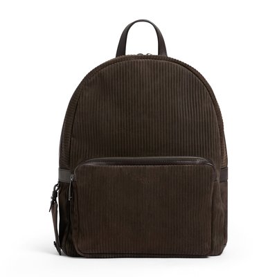 Sac à dos zippé Emile en cuir côtelé et lisse LE TANNEUR