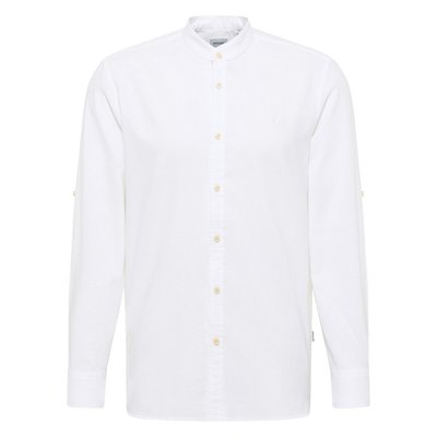 Chemise coupe regular fit Mustang en lin et coton blanche unie avec un col mao MUSTANG