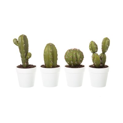 Set de 4 cactus artificiels vert - 9x9x18xm WADIGA