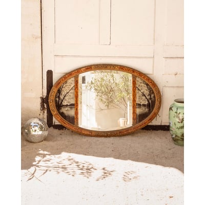 Miroir ovale en bois Georges N°1347 - Bon état DEBONGOUT