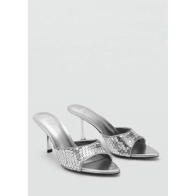 Sandales talon lanière paillettes MANGO