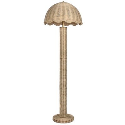 Lampadaire en rotin et métal doré 47x47x150cm WADIGA