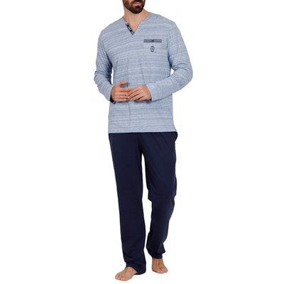 Pyjama pantalon top manches longues Light Stripes bleu ADMAS