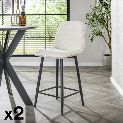 Chaise de bar en tissu côtelé crème (lot de 2) TAJ PIER IMPORT