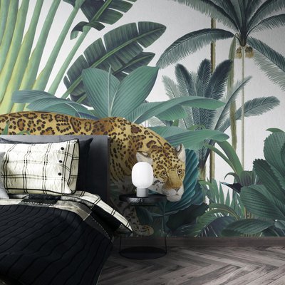 Papier peint panoramque et jungle avec animaux sauvages - 425x260 cm (l x h) LA TOUCHE ORIGINALE