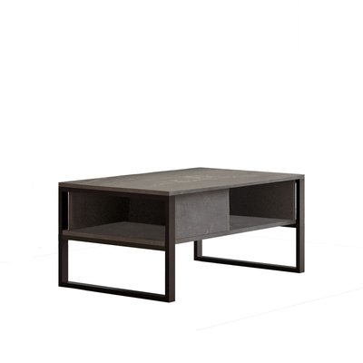 Table Basse avec 2 niches de rangement en panneaux de particules et métal TOILINUX