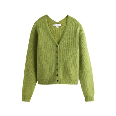 Cardigan côtelé en laine mélangée à col v NEXT
