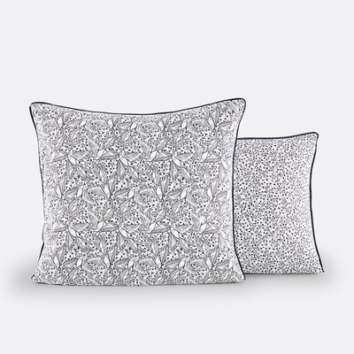 Leafbird Floral 100% Washed Cotton Pillowcase LA REDOUTE INTERIEURS