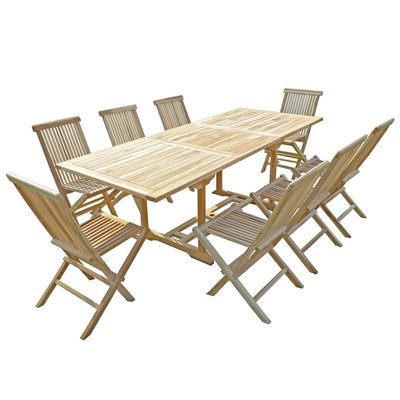 Ensemble salon de jardin en teck AMARA 8 chaises C ET L JARDIN