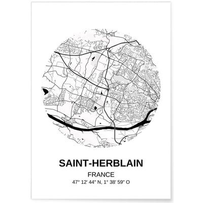 Affiche Carte Saint Herblain L'AFFICHERIE