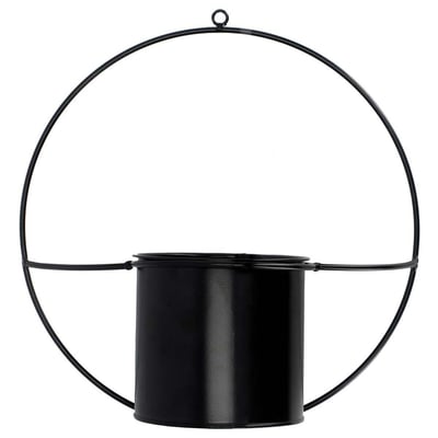 Jardinière déco ronde d'intérieur en métal noir Fixation murale JARDINDECO