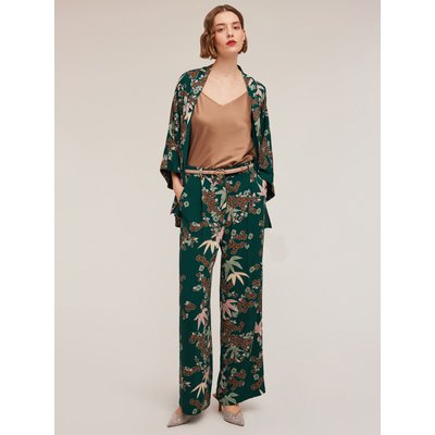 Pantalon large à plis à motif Art déco en tissu fluide MOTIVI