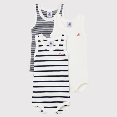 Lote de 3 bodies sin mangas a rayas PETIT BATEAU