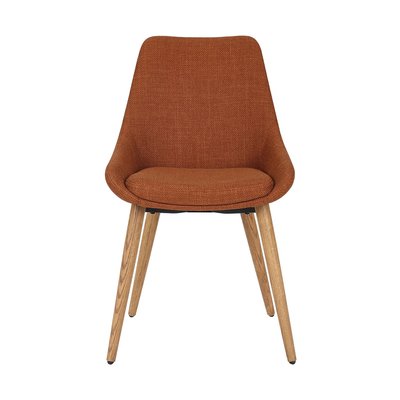 Chaise repas tissu gris  pieds chêne foncé BARI ZAGO