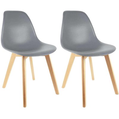 Chaise scandinave en hëtre et polypropylène (Lot de 2) CMP
