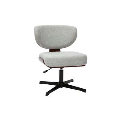 Chaise de bureau en tissu effet velours texturé gris et bois foncé noyer HANZ MILIBOO