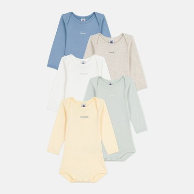Lot de 5 bodies manches longues PETIT BATEAU