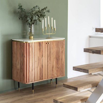 Petit buffet en bois d'acacia et marbre blanc  JUDITH MADE IN MEUBLES 