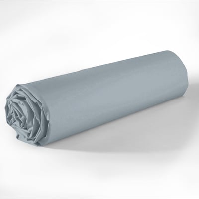 Drap housse coton uni 90 x 190 cm Passion anthracite EDEN