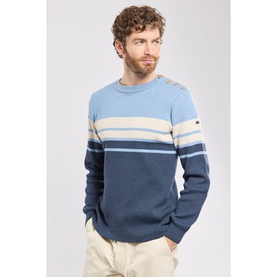 Pull marin avec coudières et boutons en laine ARMOR-LUX
