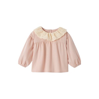 Tee-shirt col en broderie anglaise manches longues VERTBAUDET