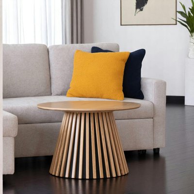Table basse ronde en chêne clair avec piètement baguette ø70 cm AMSTERDAM PIER IMPORT