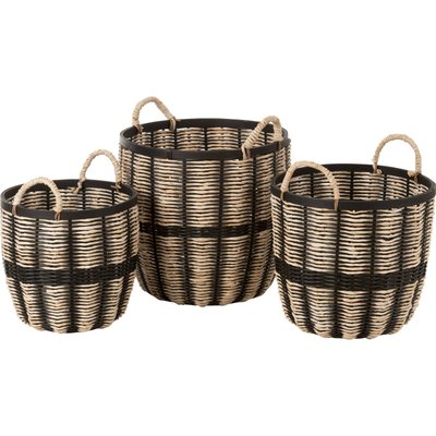 Panier rangement corde rotin  naturel avec anses décoratives RECOLLECTION