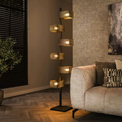 Lampadaire design en métal noir ajouré 6 abat-jour RALF PIER IMPORT