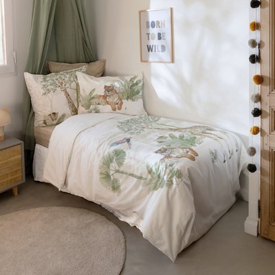 Housse de couette réversible coton bio ANIMA CARRE BLANC