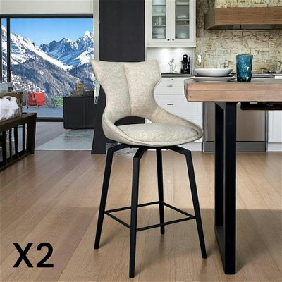Chaise de bar pivotante tissu beige (lot de 2) LOMBARDIE PIER IMPORT
