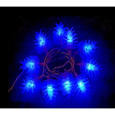 Guirlande pomme de pin lumineuse 10 Led bleue DOUCEUR D'INTÉRIEUR
