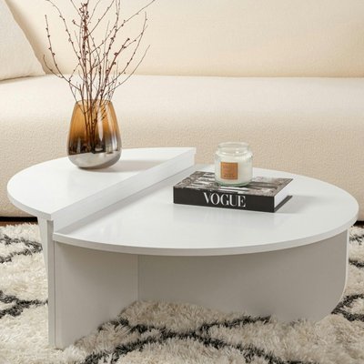 Table basse moderne blanche effet laque - 2 hauteurs MARFA PIER IMPORT