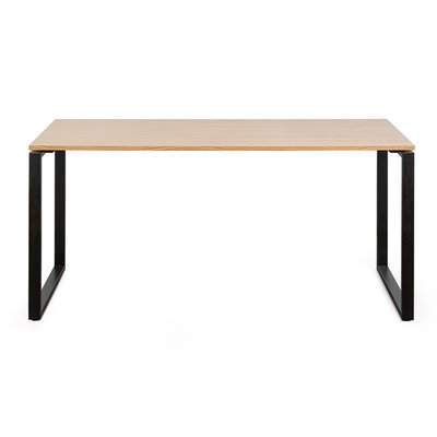 Bureau industriel bois clair chêne et métal noir L160 cm OPAL MILIBOO
