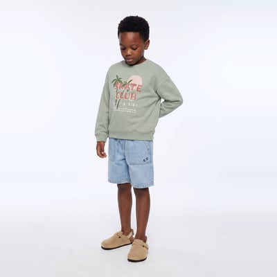 Short élastiqué denim en coton MONOPRIX