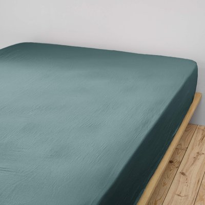 Drap housse double gaze de coton TERRE DE NUIT