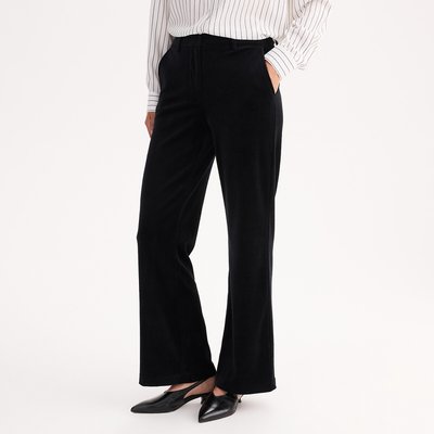 Pantalon velours lisse, large, taille haute ANNE WEYBURN