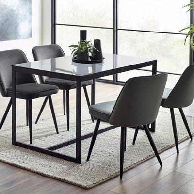 Dallas Smoked Glass Dining Table (Seats 4) SO'HOME