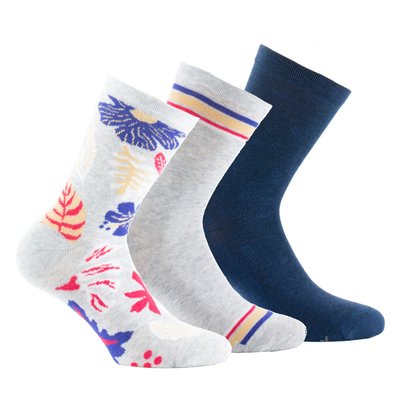 Lot de 3 paires de mi-chaussettes motif floral KINDY