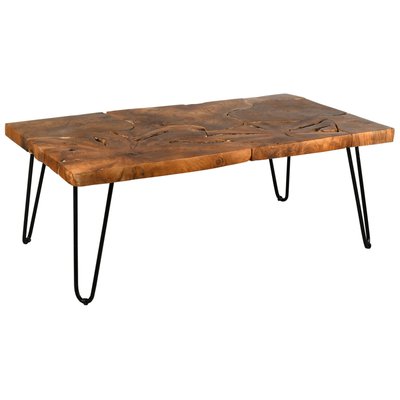 Table basse rectangulaire en teck et métal Puzzle AUBRY GASPARD