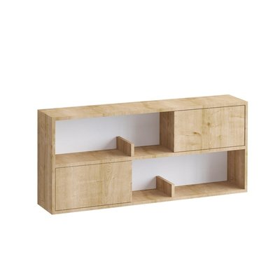 Etagère suspendue avec 2 portes et 2 niches ouvertes décor bois chêne L120 cm - FLORA CALICOSY