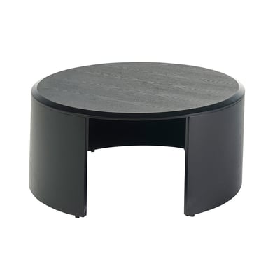 Table basse design ronde en bois foncé noyer D80 cm ZAHRA MILIBOO