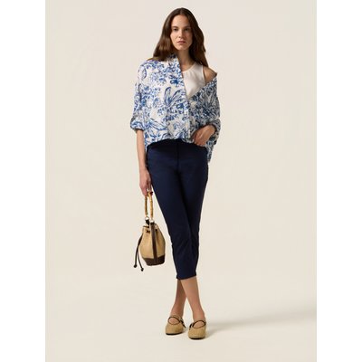 Pantalon raccourci réalisé en satin de coton uni OLTRE